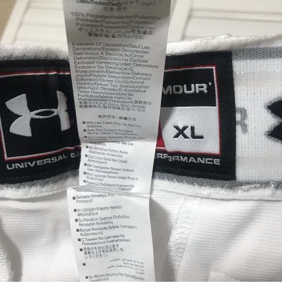 New Under Armour Softball Baseball Cropped Pants Size XL White Red Unisex - Picture 8 of 8